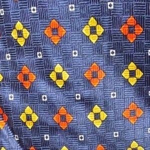 Tom James Men’s Silk Tie – Blue, Orange & Yellow